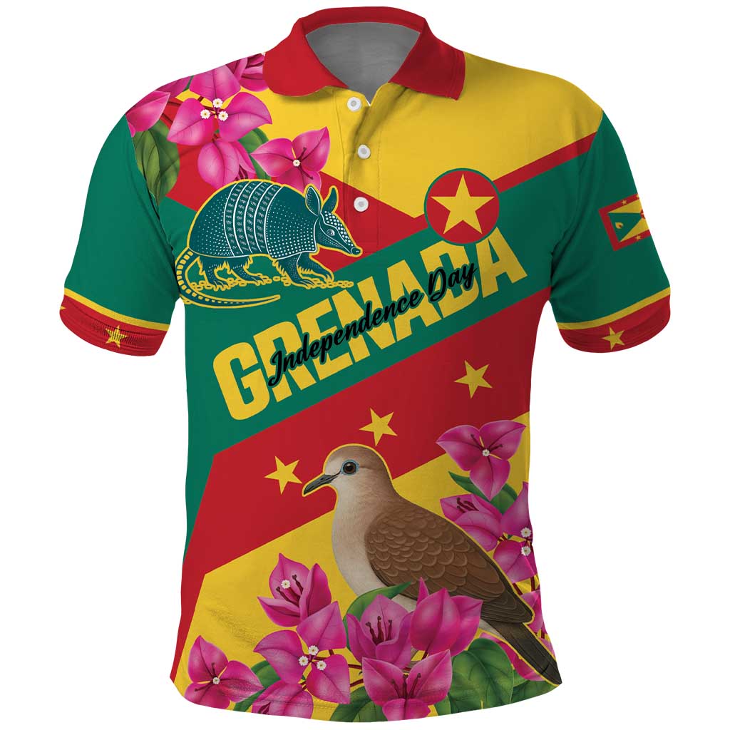 Personalized Grenada Independence Day 1974 Polo Shirt La Gwinad Dove Armadillo Together - Wonder Print Shop