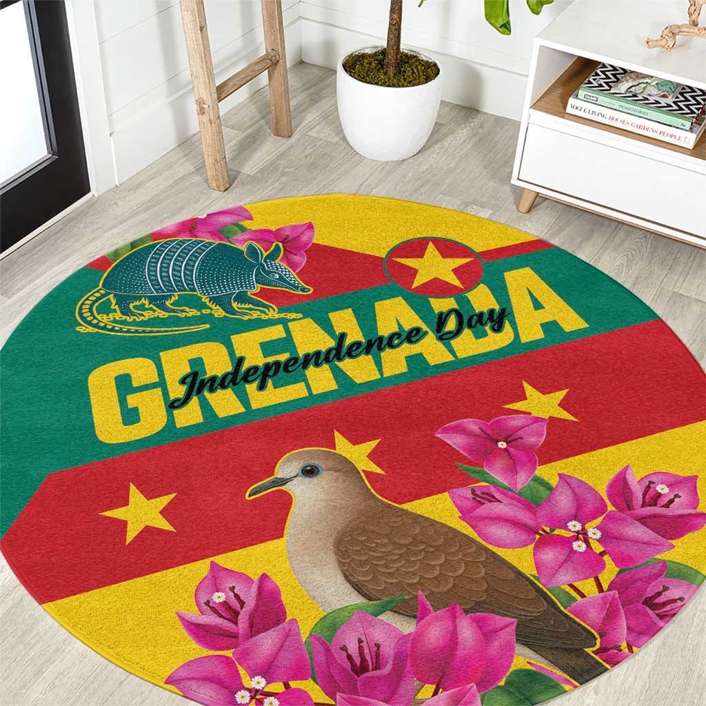 Grenada Independence Day 1974 Round Carpet La Gwinad Dove Armadillo Together - Wonder Print Shop