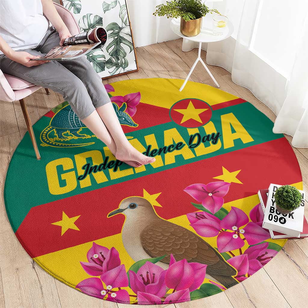 Grenada Independence Day 1974 Round Carpet La Gwinad Dove Armadillo Together - Wonder Print Shop