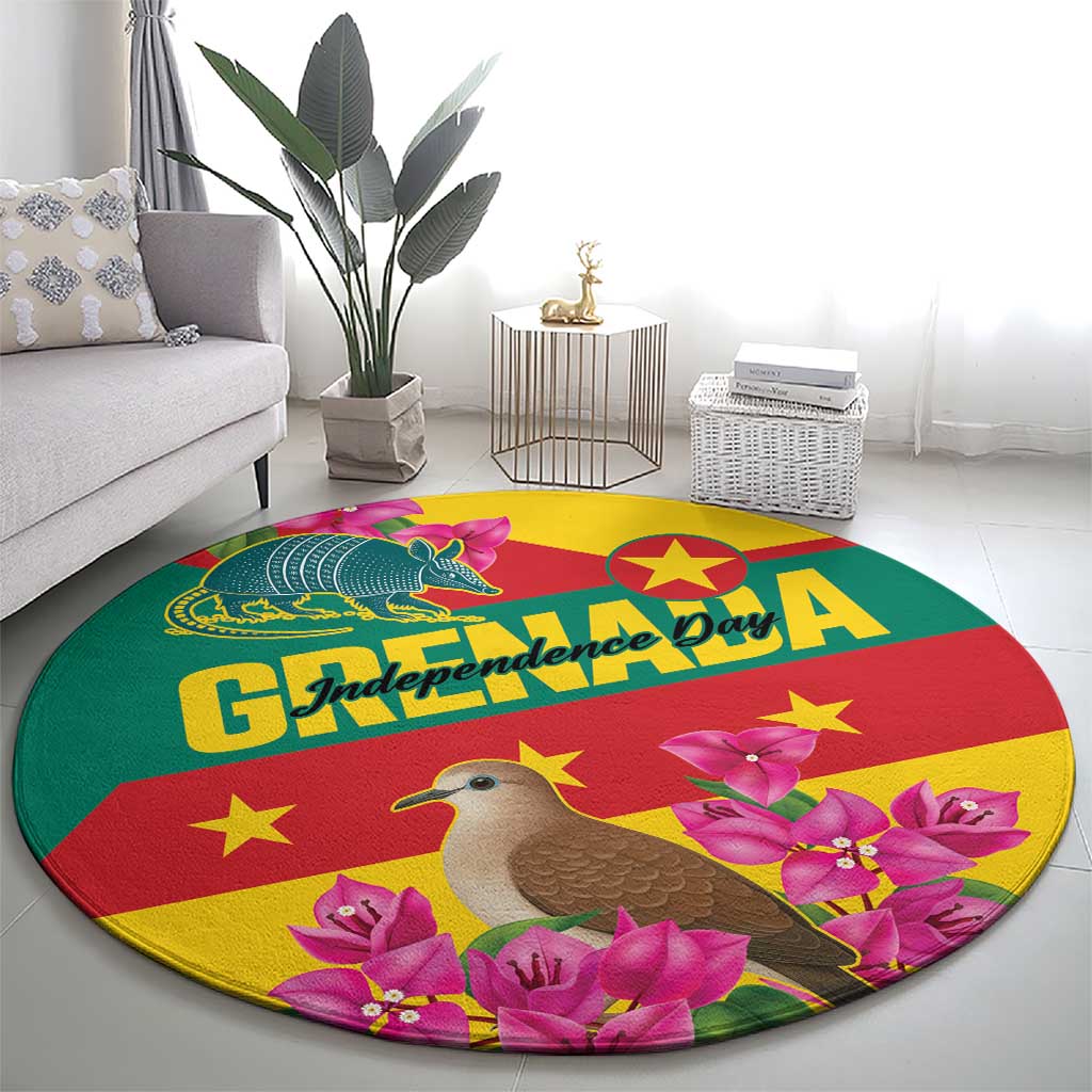 Grenada Independence Day 1974 Round Carpet La Gwinad Dove Armadillo Together - Wonder Print Shop
