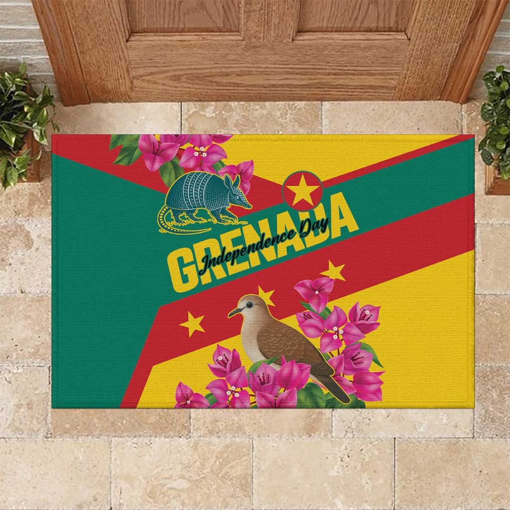 Grenada Independence Day 1974 Rubber Doormat La Gwinad Dove Armadillo Together - Wonder Print Shop