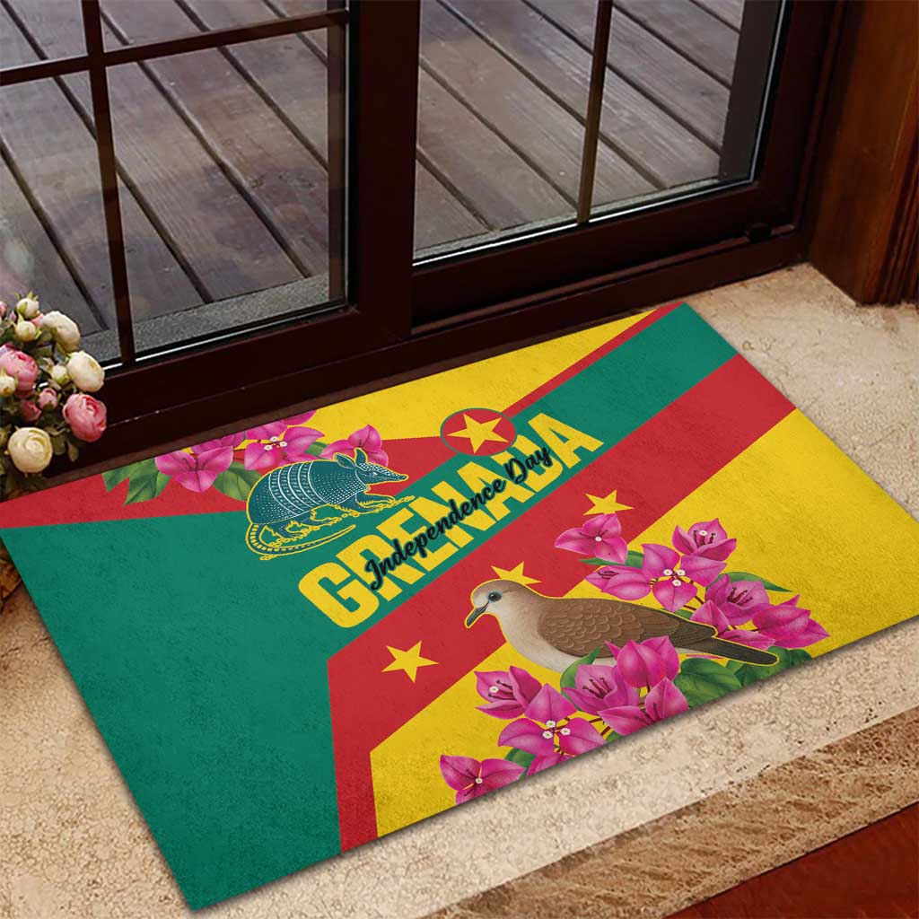 Grenada Independence Day 1974 Rubber Doormat La Gwinad Dove Armadillo Together - Wonder Print Shop