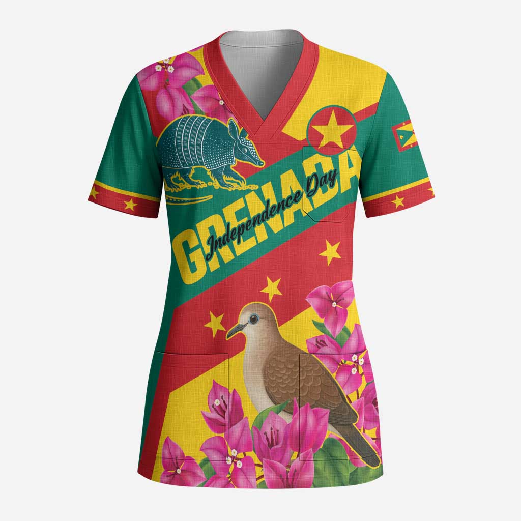 Personalized Grenada Independence Day 1974 Scrub Top La Gwinad Dove Armadillo Together - Wonder Print Shop