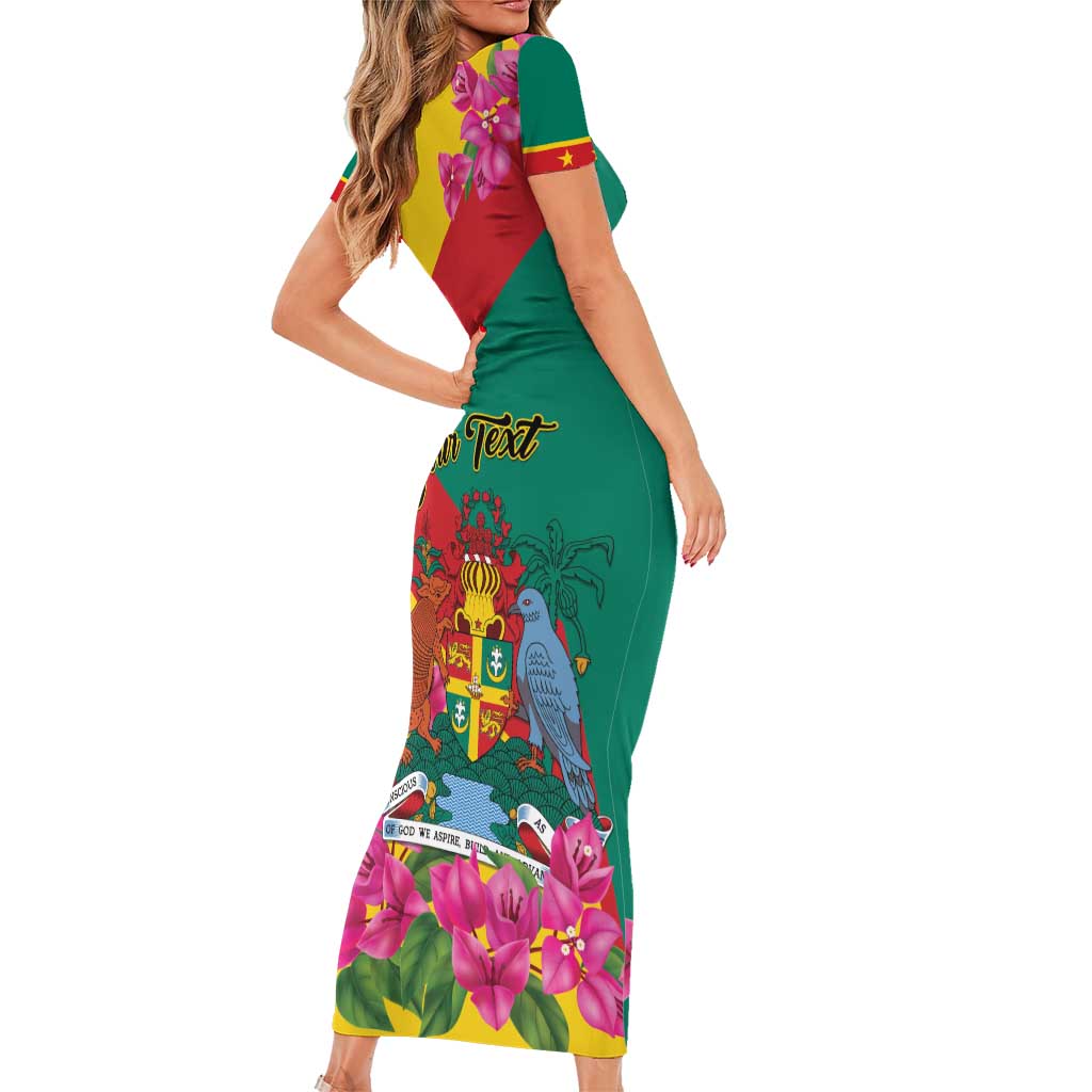 Personalized Grenada Independence Day 1974 Short Sleeve Bodycon Dress La Gwinad Dove Armadillo Together - Wonder Print Shop