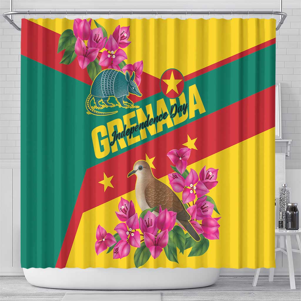 Grenada Independence Day 1974 Shower Curtain La Gwinad Dove Armadillo Together - Wonder Print Shop