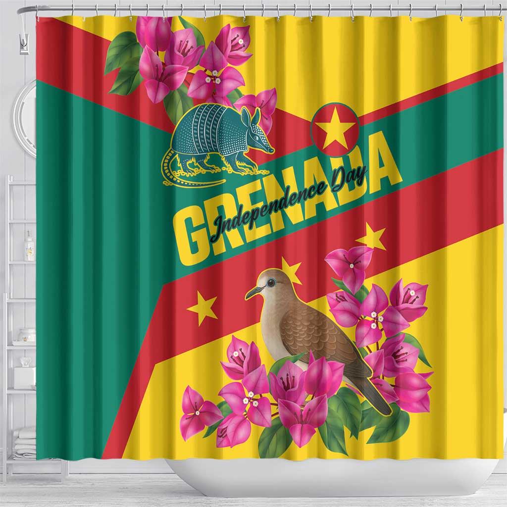 Grenada Independence Day 1974 Shower Curtain La Gwinad Dove Armadillo Together - Wonder Print Shop