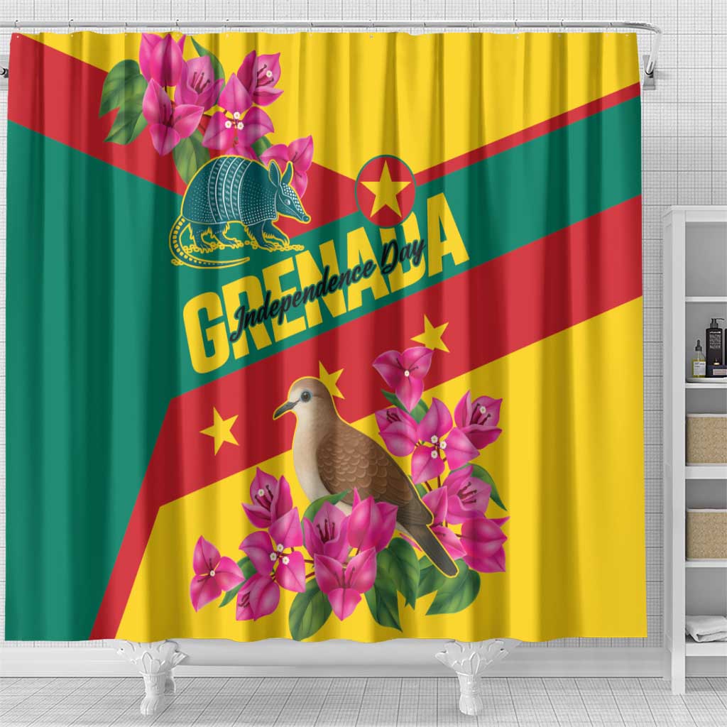 Grenada Independence Day 1974 Shower Curtain La Gwinad Dove Armadillo Together - Wonder Print Shop