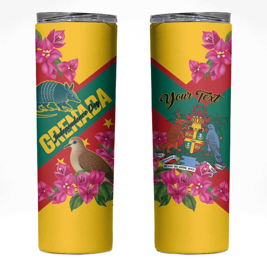 Personalized Grenada Independence Day 1974 Skinny Tumbler La Gwinad Dove Armadillo Together - Wonder Print Shop