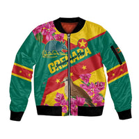 Personalized Grenada Independence Day 1974 Sleeve Zip Bomber Jacket La Gwinad Dove Armadillo Together - Wonder Print Shop