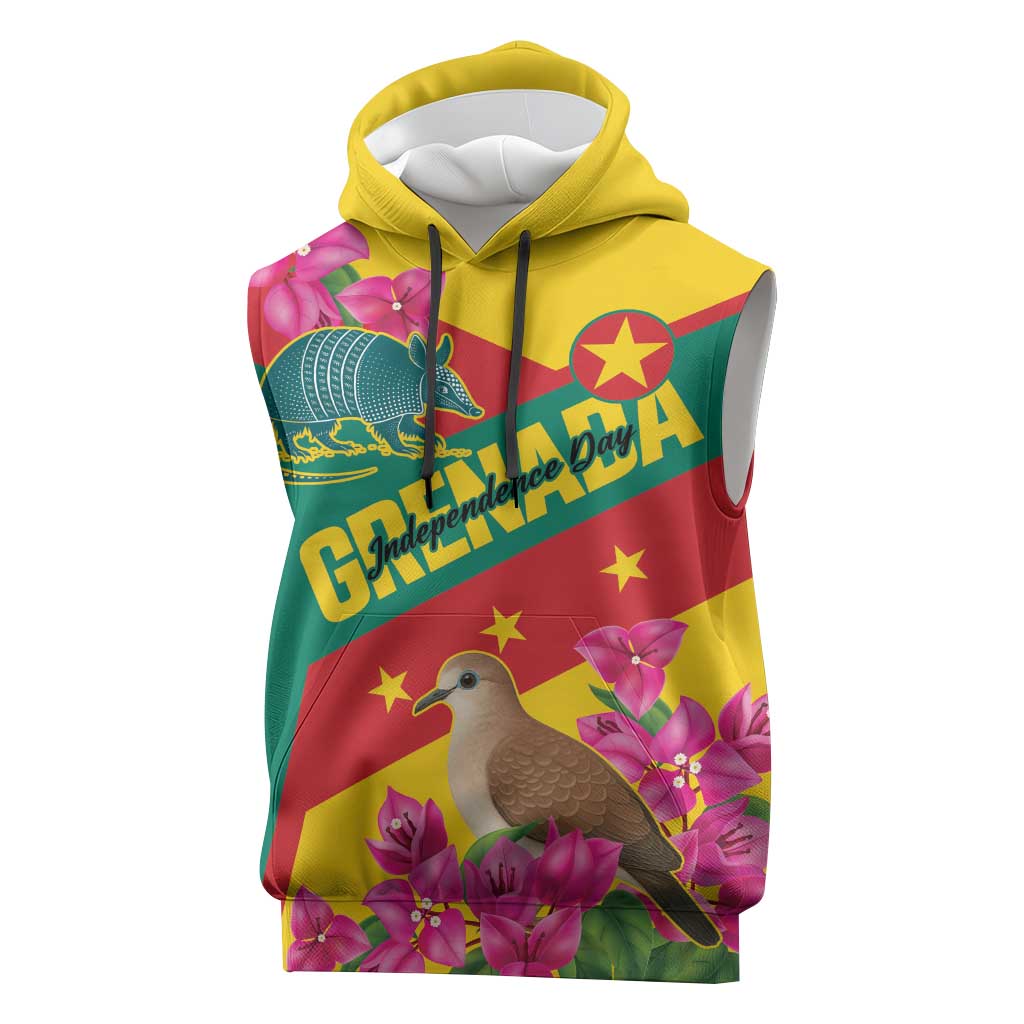 Personalized Grenada Independence Day 1974 Sleeveless Hoodie La Gwinad Dove Armadillo Together - Wonder Print Shop