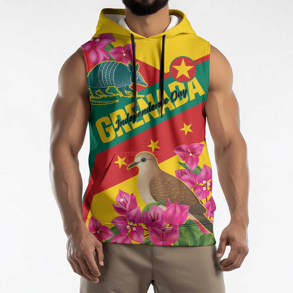 Personalized Grenada Independence Day 1974 Sleeveless Hoodie La Gwinad Dove Armadillo Together - Wonder Print Shop