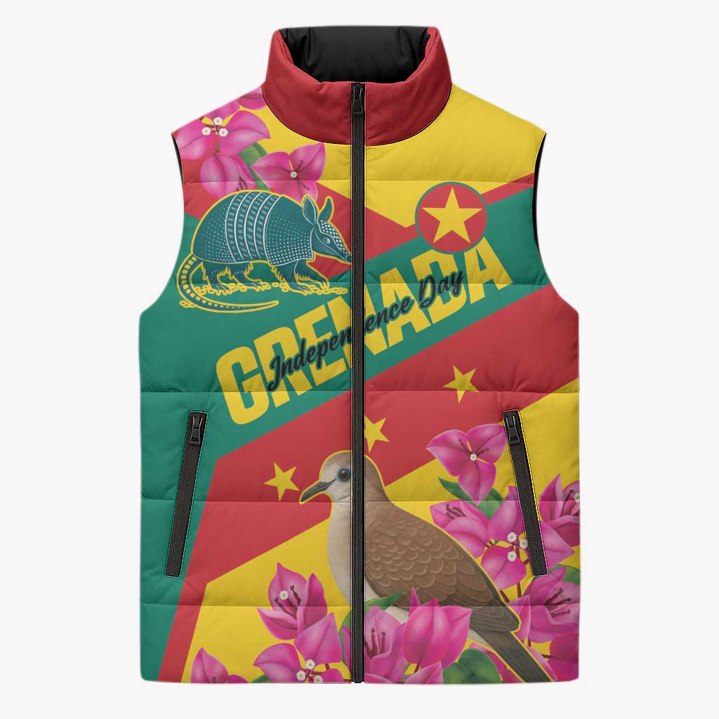 Personalized Grenada Independence Day 1974 Sleeveless Puffer Jacket La Gwinad Dove Armadillo Together - Wonder Print Shop