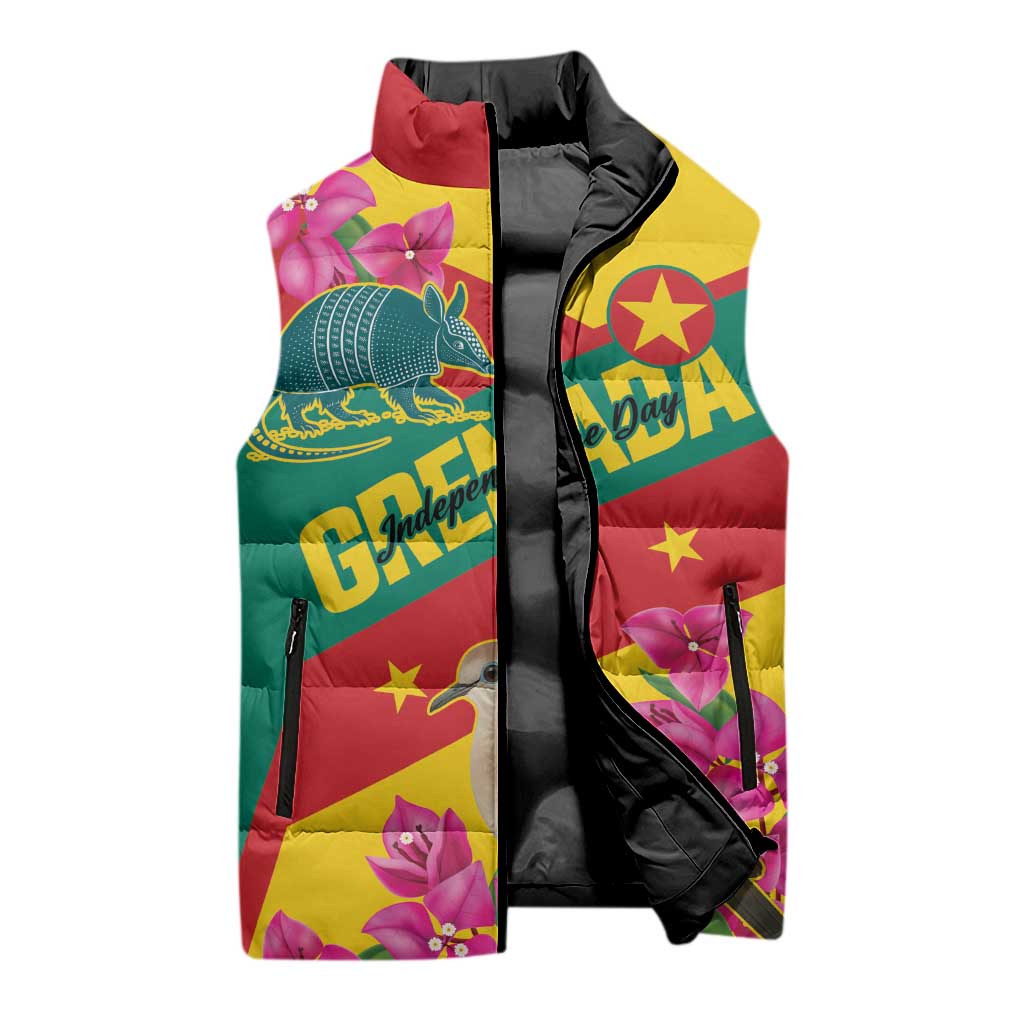 Personalized Grenada Independence Day 1974 Sleeveless Puffer Jacket La Gwinad Dove Armadillo Together - Wonder Print Shop
