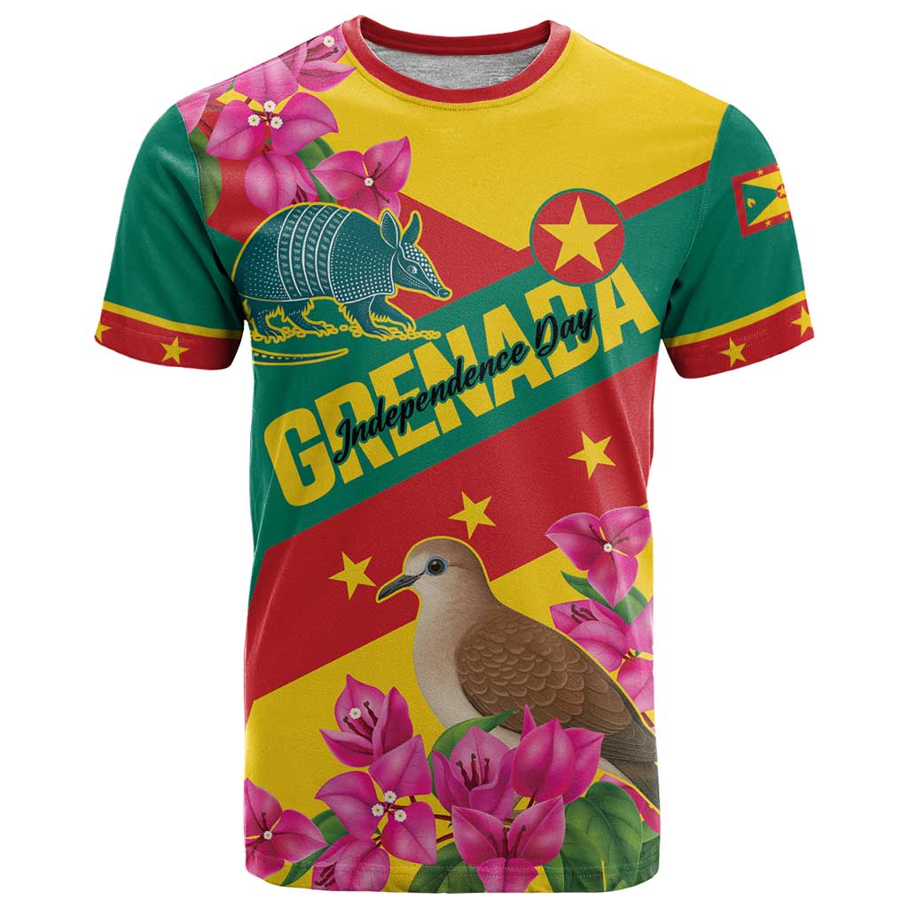 Personalized Grenada Independence Day 1974 T Shirt La Gwinad Dove Armadillo Together - Wonder Print Shop