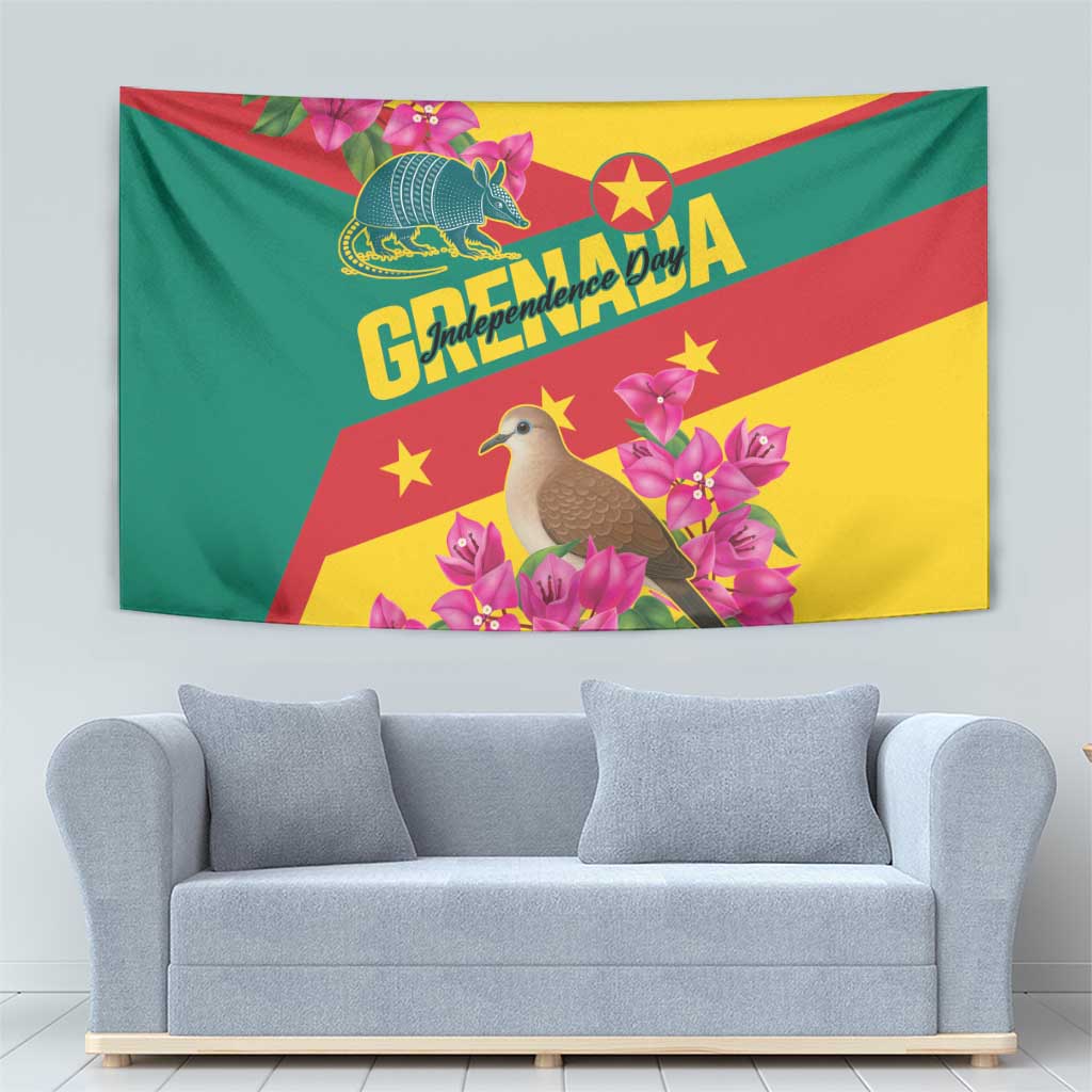 Grenada Independence Day 1974 Tapestry La Gwinad Dove Armadillo Together - Wonder Print Shop