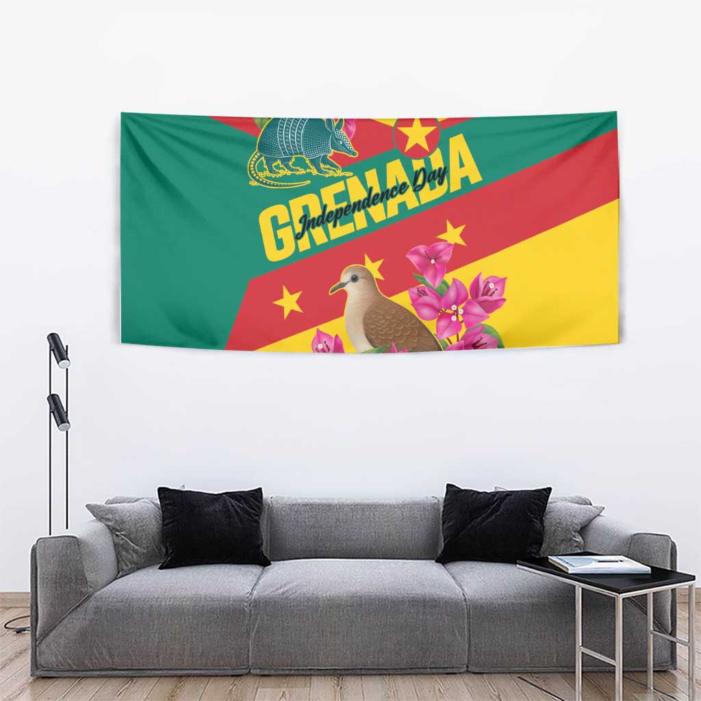 Grenada Independence Day 1974 Tapestry La Gwinad Dove Armadillo Together - Wonder Print Shop