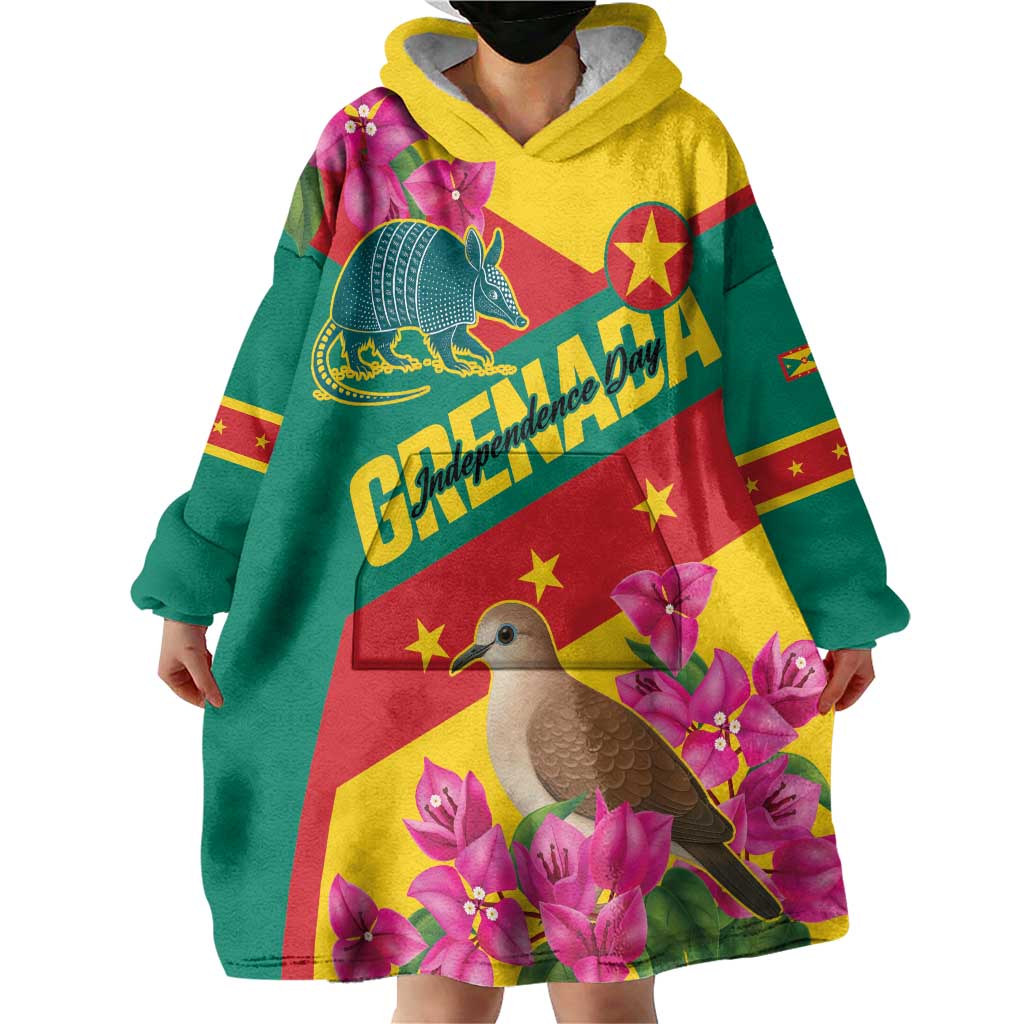 Personalized Grenada Independence Day 1974 Wearable Blanket Hoodie La Gwinad Dove Armadillo Together - Wonder Print Shop