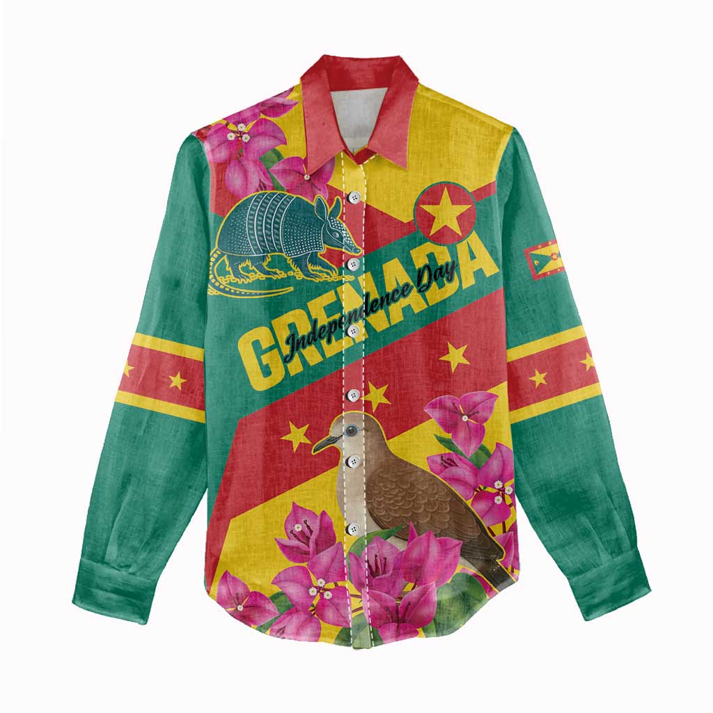 Personalized Grenada Independence Day 1974 Women Casual Shirt La Gwinad Dove Armadillo Together - Wonder Print Shop