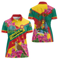 Personalized Grenada Independence Day 1974 Women Polo Shirt La Gwinad Dove Armadillo Together - Wonder Print Shop