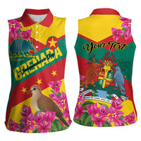 Personalized Grenada Independence Day 1974 Women Sleeveless Polo Shirt La Gwinad Dove Armadillo Together - Wonder Print Shop