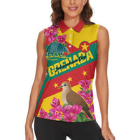 Personalized Grenada Independence Day 1974 Women Sleeveless Polo Shirt La Gwinad Dove Armadillo Together - Wonder Print Shop