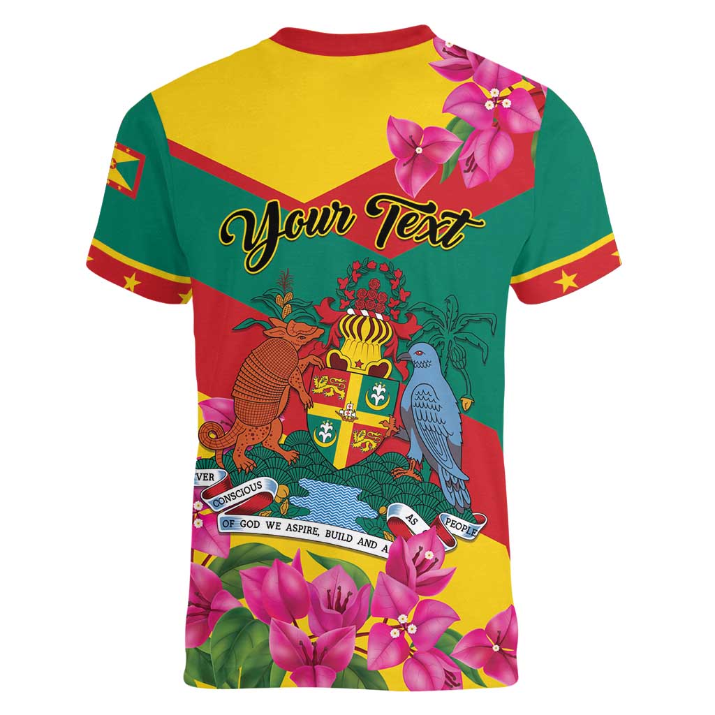Personalized Grenada Independence Day 1974 Women V-Neck T-Shirt La Gwinad Dove Armadillo Together - Wonder Print Shop