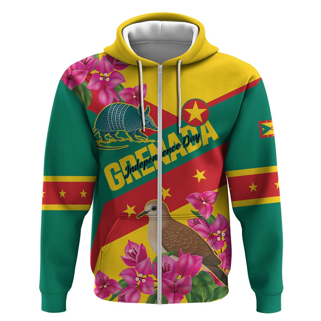 Personalized Grenada Independence Day 1974 Zip Hoodie La Gwinad Dove Armadillo Together - Wonder Print Shop