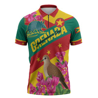 Personalized Grenada Independence Day 1974 Zipper Polo Shirt La Gwinad Dove Armadillo Together - Wonder Print Shop