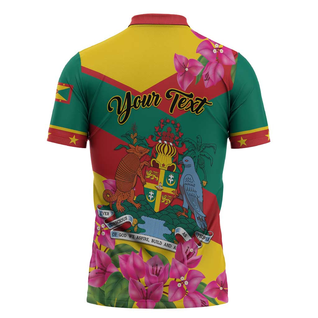 Personalized Grenada Independence Day 1974 Zipper Polo Shirt La Gwinad Dove Armadillo Together - Wonder Print Shop