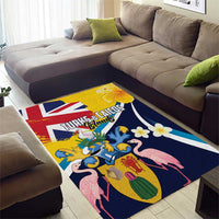 Turks and Caicos Islands Area Rug Coat Of Arms Tropical Flowers