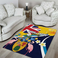 Turks and Caicos Islands Area Rug Coat Of Arms Tropical Flowers