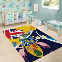 Turks and Caicos Islands Area Rug Coat Of Arms Tropical Flowers