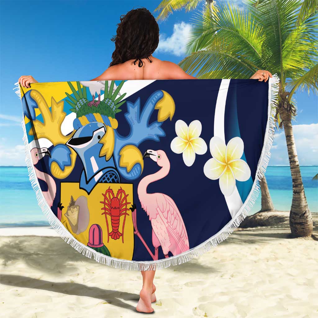 Turks and Caicos Islands Beach Blanket Coat Of Arms Tropical Flowers