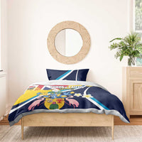 Turks and Caicos Islands Bedding Set Coat Of Arms Tropical Flowers