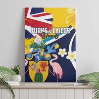 Turks and Caicos Islands Canvas Wall Art Coat Of Arms Tropical Flowers