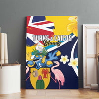 Turks and Caicos Islands Canvas Wall Art Coat Of Arms Tropical Flowers