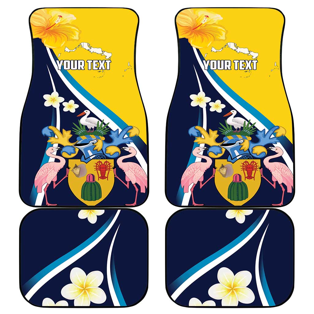 Turks and Caicos Islands Car Mats Coat Of Arms Tropical Flowers