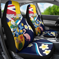 Turks and Caicos Islands Car Seat Cover Coat Of Arms Tropical Flowers