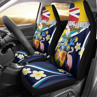 Turks and Caicos Islands Car Seat Cover Coat Of Arms Tropical Flowers