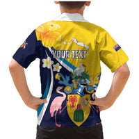 Personalised Turks and Caicos Islands Family Matching Mermaid Dress and Hawaiian Shirt Coat Of Arms Tropical Flowers