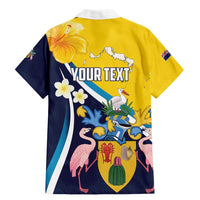 Personalised Turks and Caicos Islands Family Matching Mermaid Dress and Hawaiian Shirt Coat Of Arms Tropical Flowers