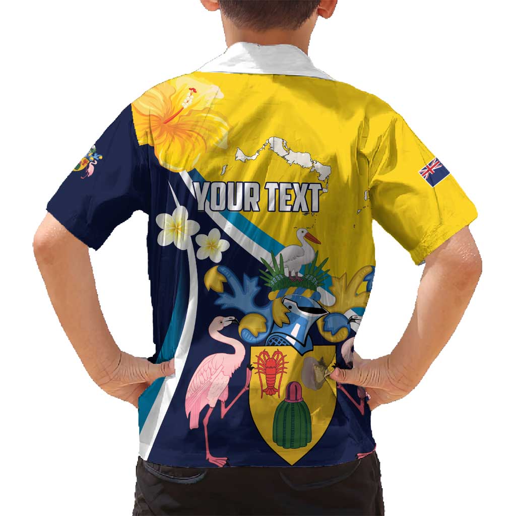 Personalised Turks and Caicos Islands Family Matching Off Shoulder Maxi Dress and Hawaiian Shirt Coat Of Arms Tropical Flowers