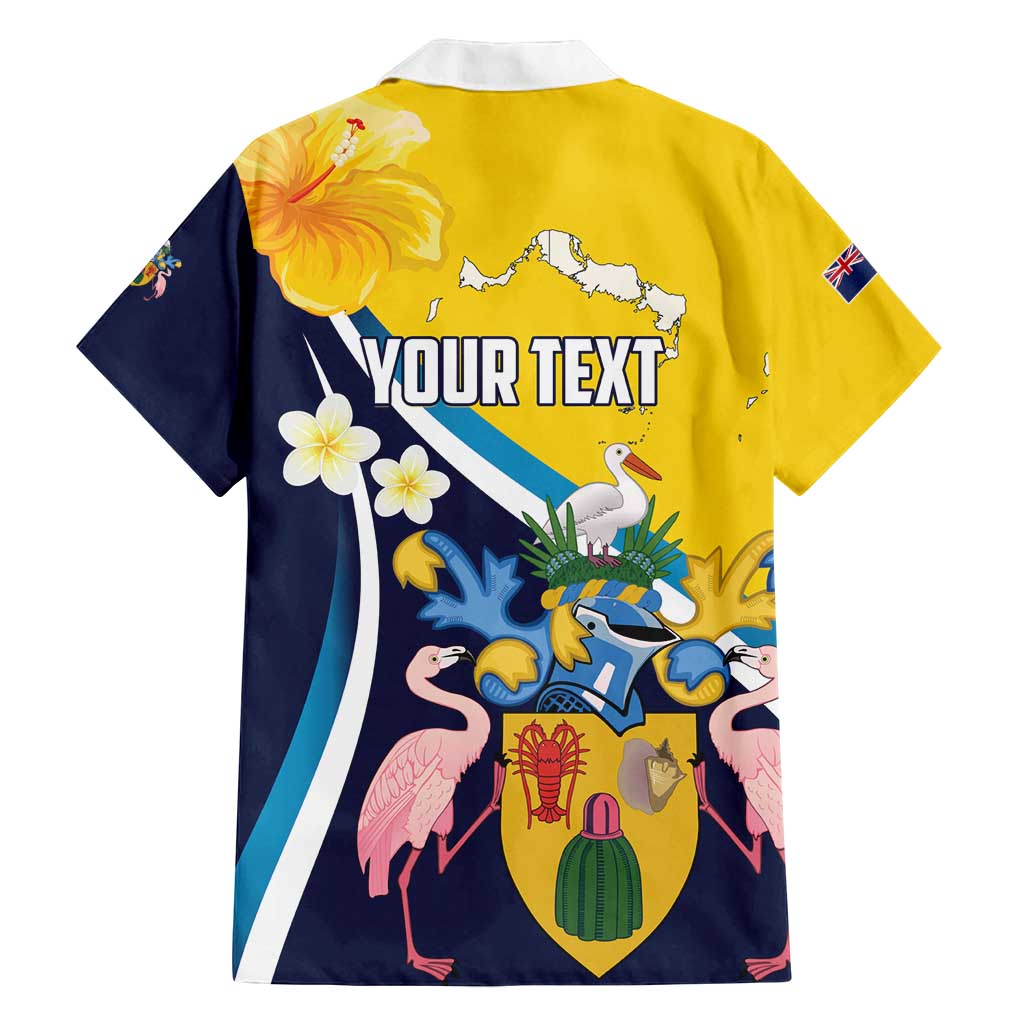 Personalised Turks and Caicos Islands Family Matching Off Shoulder Short Dress and Hawaiian Shirt Coat Of Arms Tropical Flowers