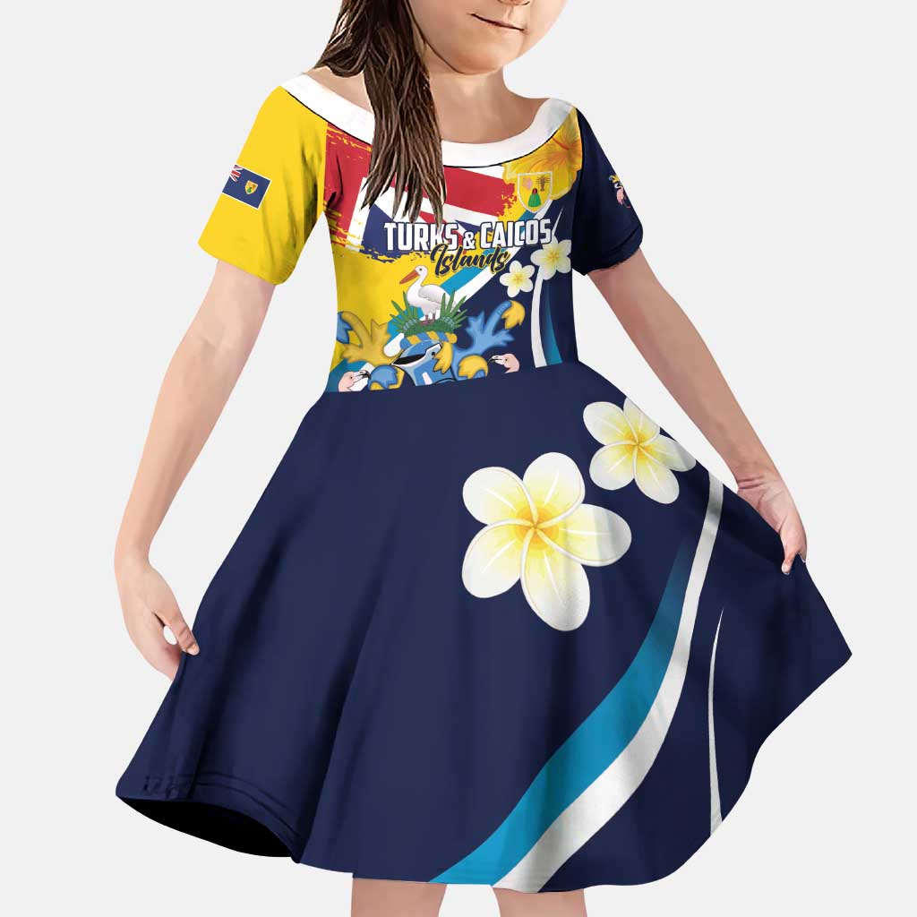 Personalised Turks and Caicos Islands Family Matching Puletasi and Hawaiian Shirt Coat Of Arms Tropical Flowers