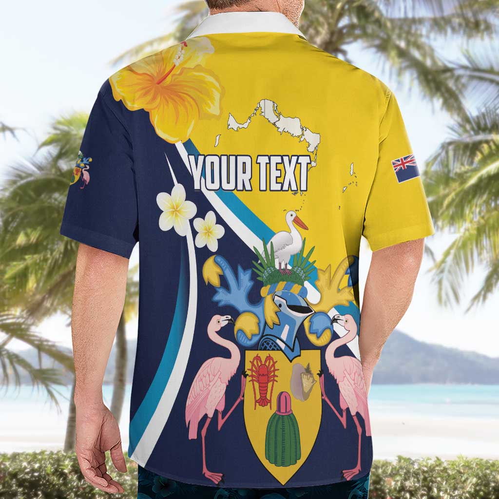 Personalised Turks and Caicos Islands Hawaiian Shirt Coat Of Arms Tropical Flowers