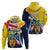 Personalised Turks and Caicos Islands Hoodie Coat Of Arms Tropical Flowers