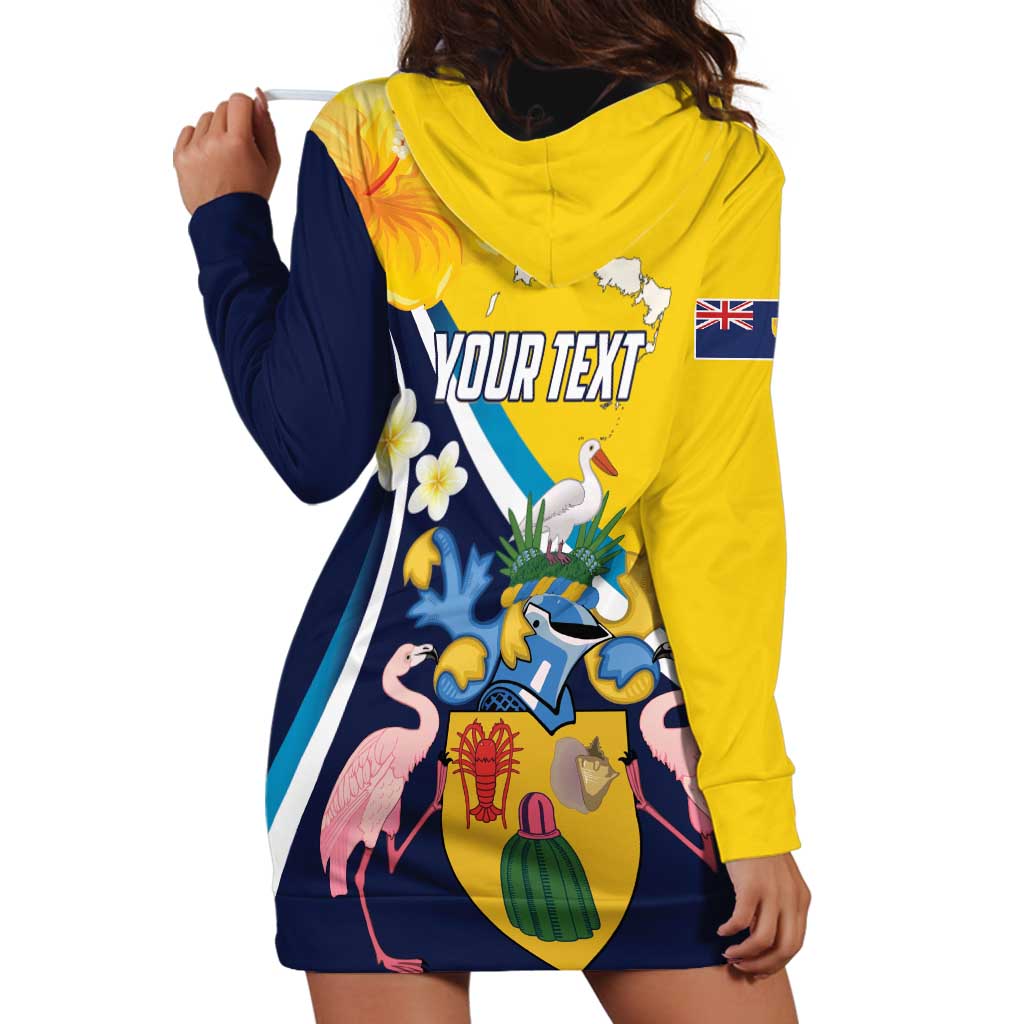 Personalised Turks and Caicos Islands Hoodie Dress Coat Of Arms Tropical Flowers