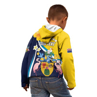 Personalised Turks and Caicos Islands Kid Hoodie Coat Of Arms Tropical Flowers