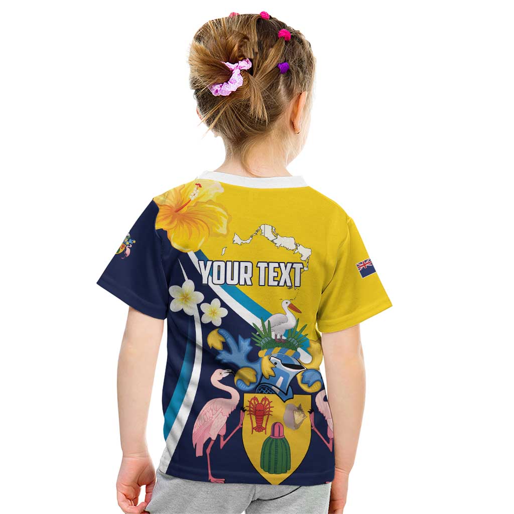 Personalised Turks and Caicos Islands Kid T Shirt Coat Of Arms Tropical Flowers