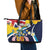 Turks and Caicos Islands Leather Tote Bag Coat Of Arms Tropical Flowers